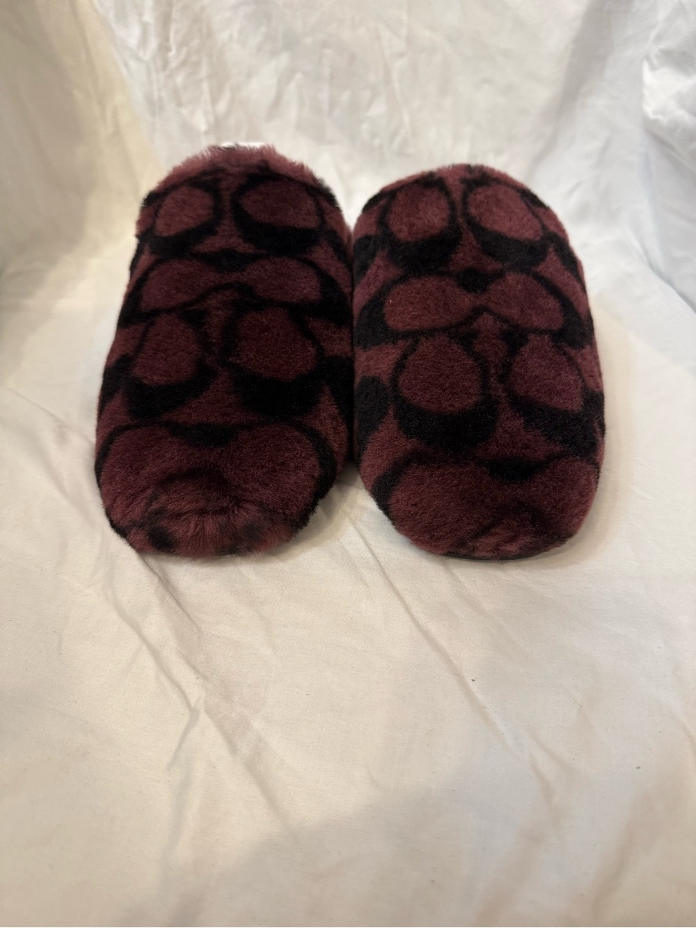 Women's Burgundy and Black Faux-Fur Slide Slippers - Picture 3 of 7